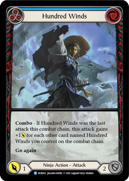 Hundred Winds (Blue) [EVR043] 1st Edition Extended Art Rainbow Foil