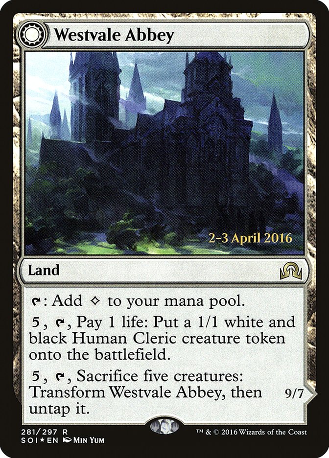 Westvale Abbey // Ormendahl, Profane Prince (Prerelease) [Shadows over Innistrad Prerelease Promos]
