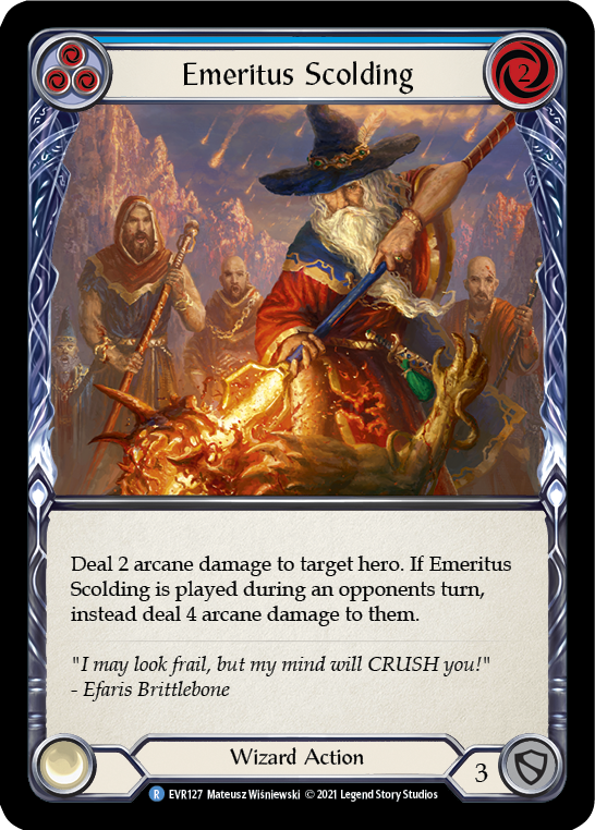 Emeritus Scolding (Blue) [EVR127] 1st Edition Rainbow Foil